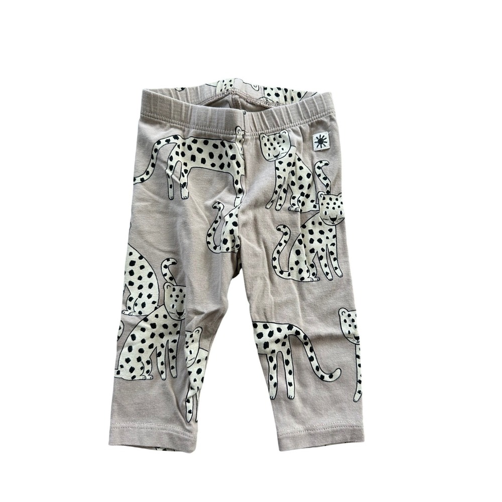 Lindex Baby Leopard Print Leggings Beige Tan Organic Cotton Pants 2-4M EUR 62